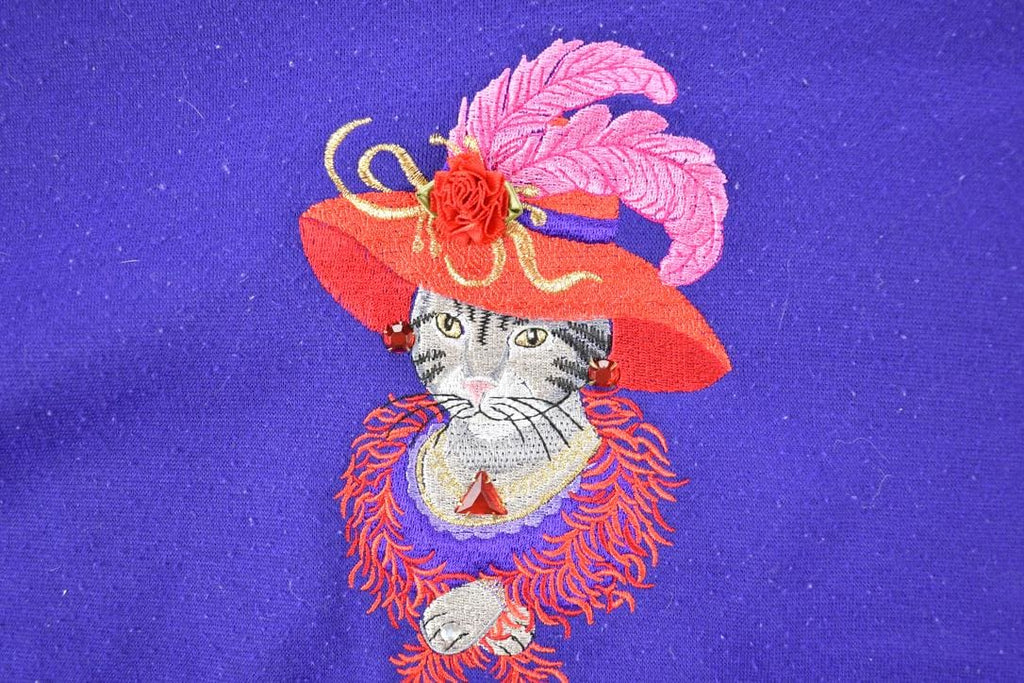 Vintage 1990s Bonworth Fancy Cat Cute Double Collar Crew Neck Sweater