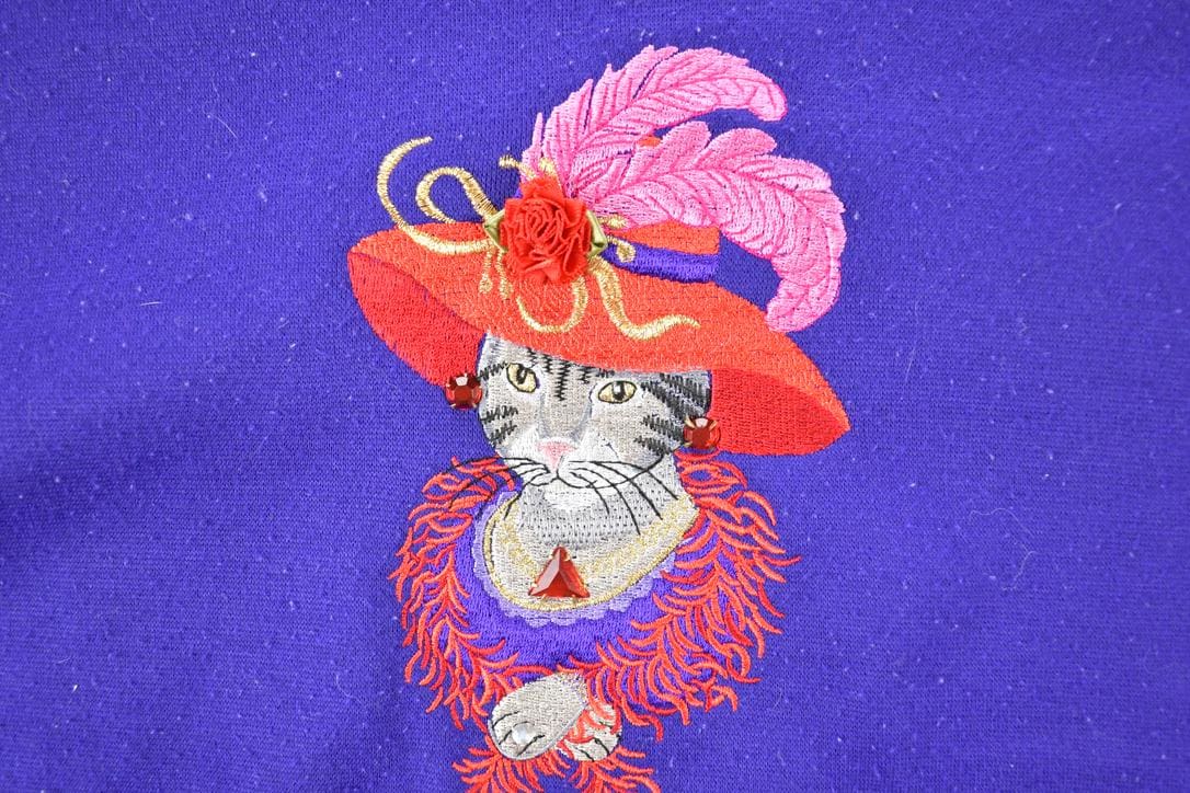 Vintage 1990s Bonworth Fancy Cat Cute Double Collar Crew Neck Sweater