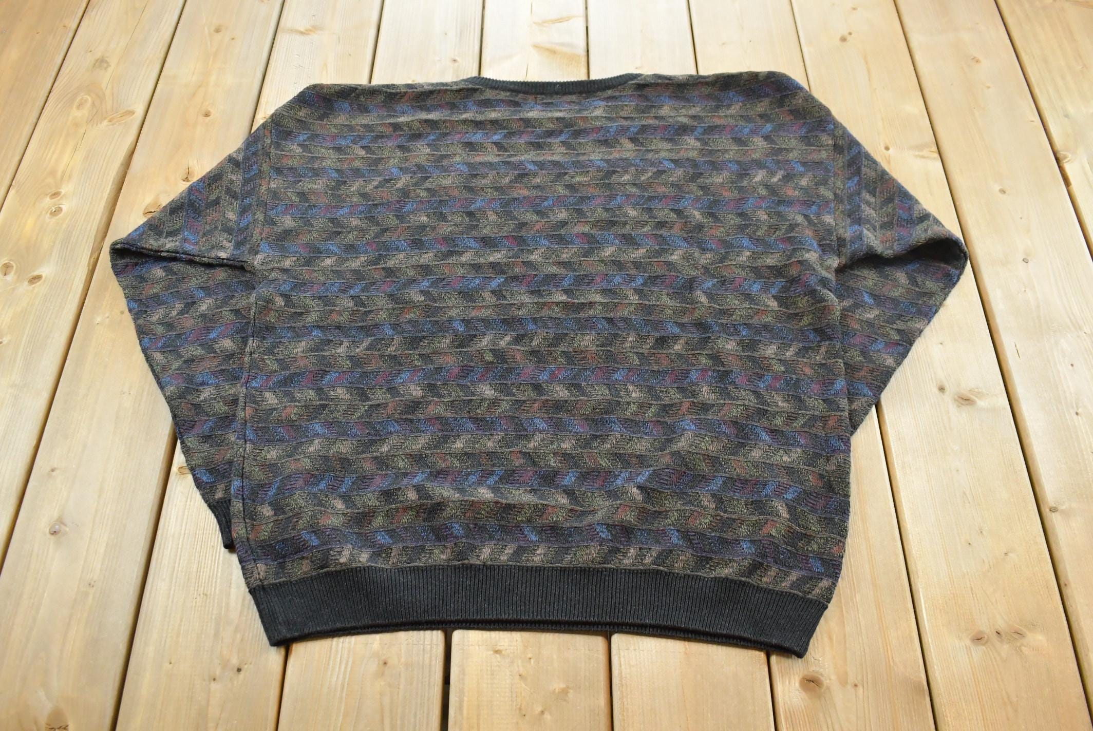 Vintage 1990s Joseph & Feiss Knit Crewneck Sweater Mens XL / 90s Crewneck / Streetwear / Preppy / Essentials / Basics