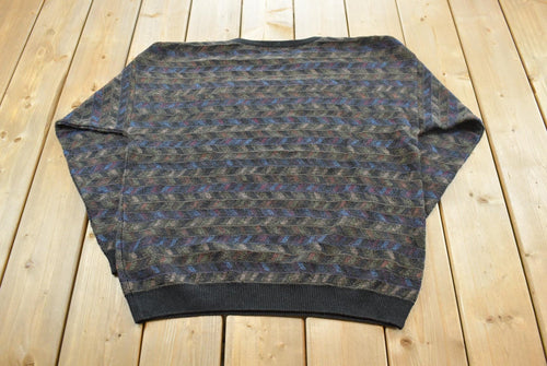 Vintage 1990s Joseph & Feiss Knit Crewneck Sweater Mens XL / 90s Crewneck / Streetwear / Preppy / Essentials / Basics