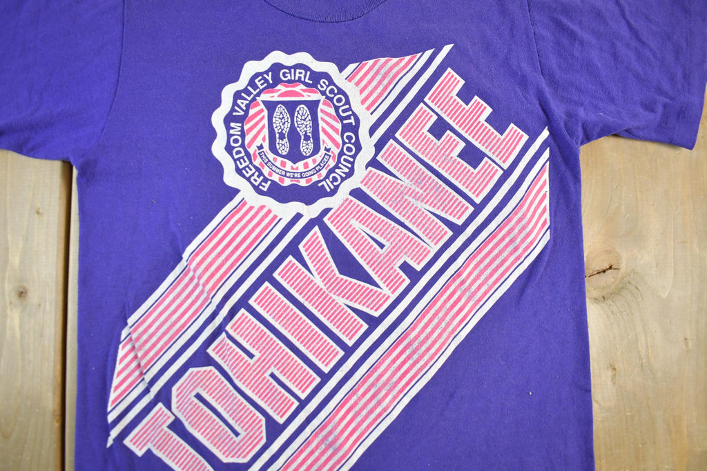 Vintage 1980s Girl Scouts Tohikanee Graphic T Shirt Men's XS