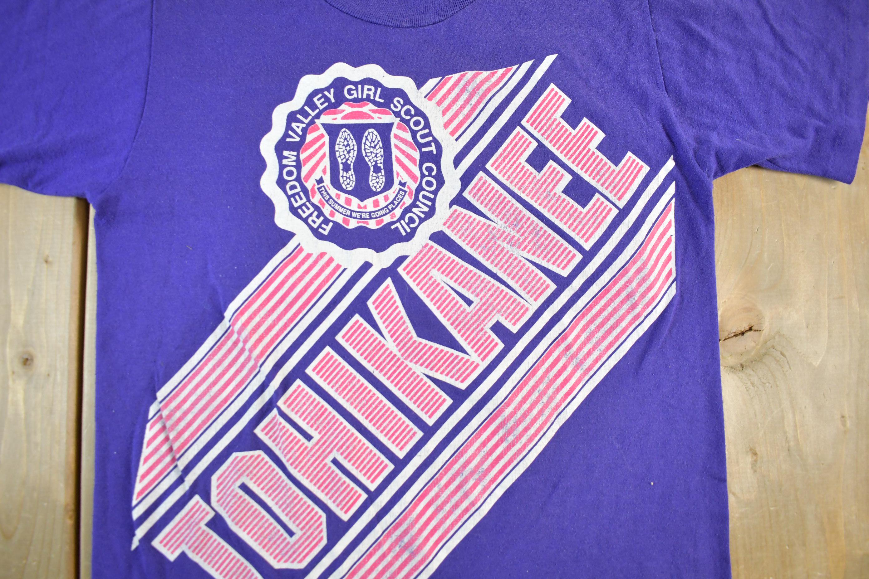 Vintage 1980s Girl Scouts Tohikanee Graphic T Shirt Men's XS