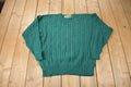 Vintage 1990s Quissett Cove Green Cable Knit Crewneck Sweater
