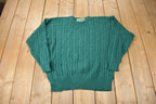 Vintage 1990s Quissett Cove Green Cable Knit Crewneck Sweater