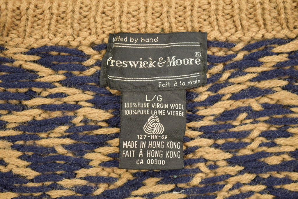 Vintage 1990s Preswick & Moore Knitted V Neck Sweater