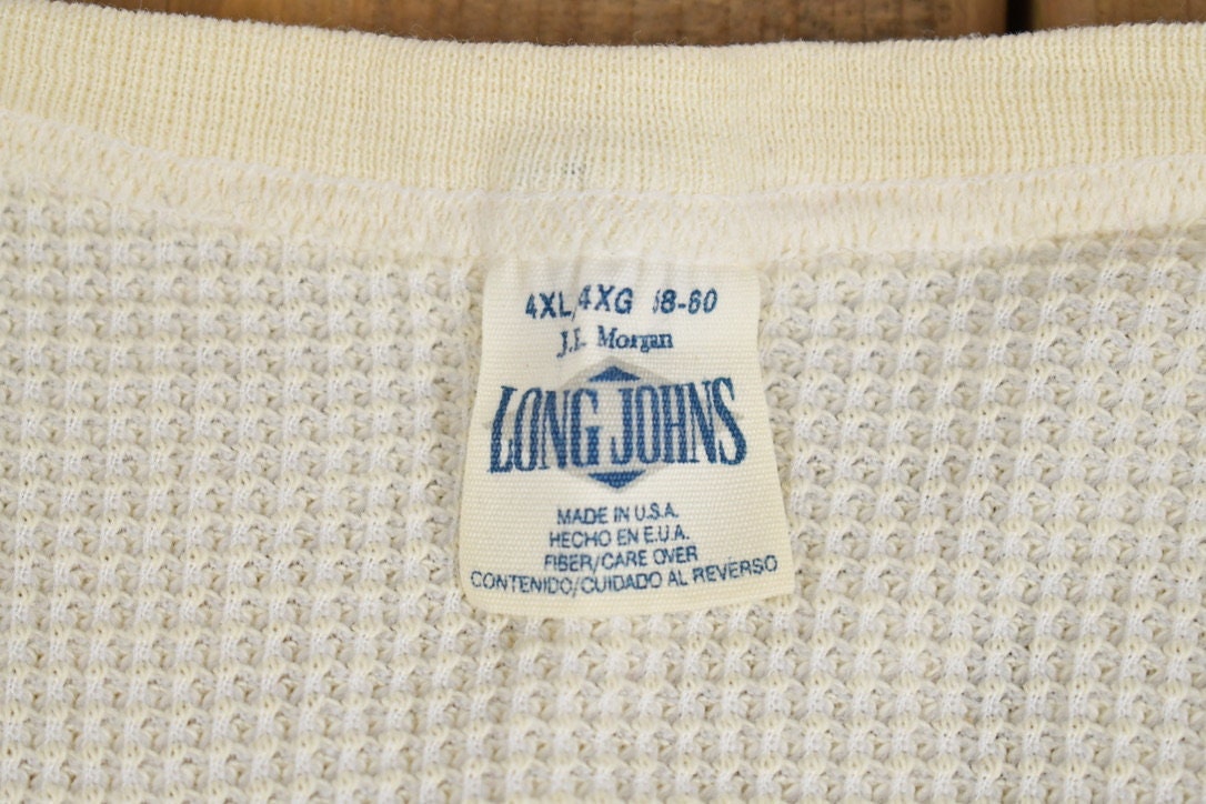 Vintage 1980s Long Johns Waffle Knit Long Sleeve / 80s Crewneck / Souvenir / Athleisure / Streetwear / Made In USA / Vintage Waffle Knit