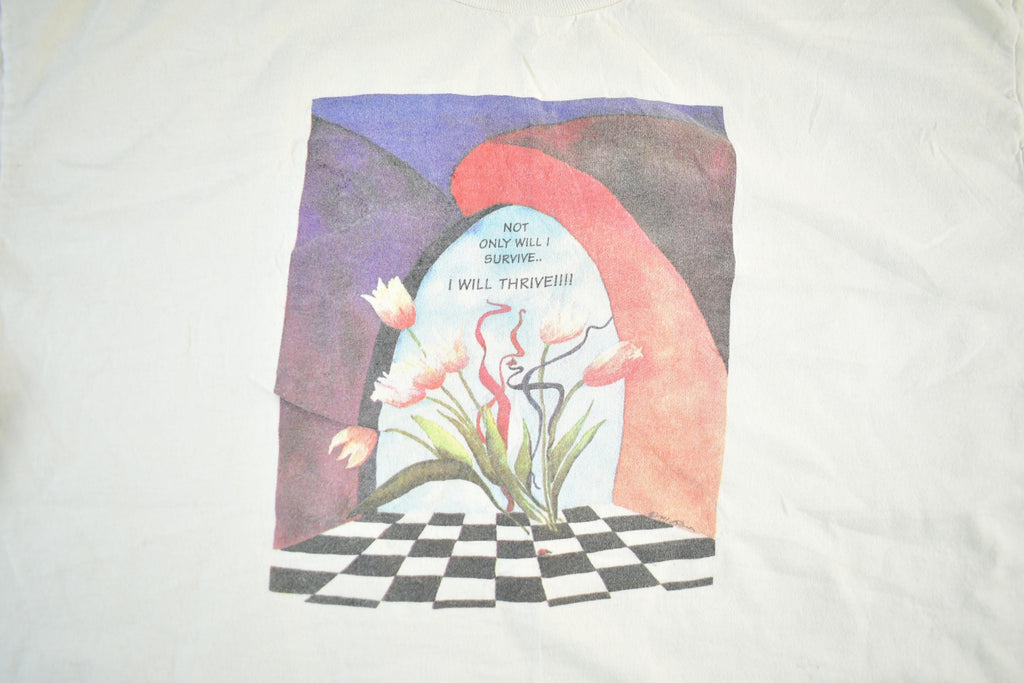 Vintage 1990s Floral I Will Thrive T Shirt Men's XL
