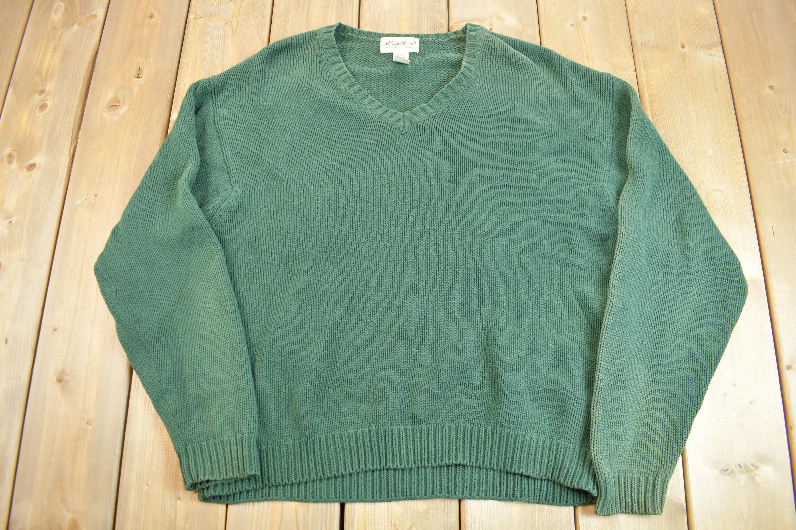 Vintage 1990s Eddie Bauer Knit V Neck Sweatshirt