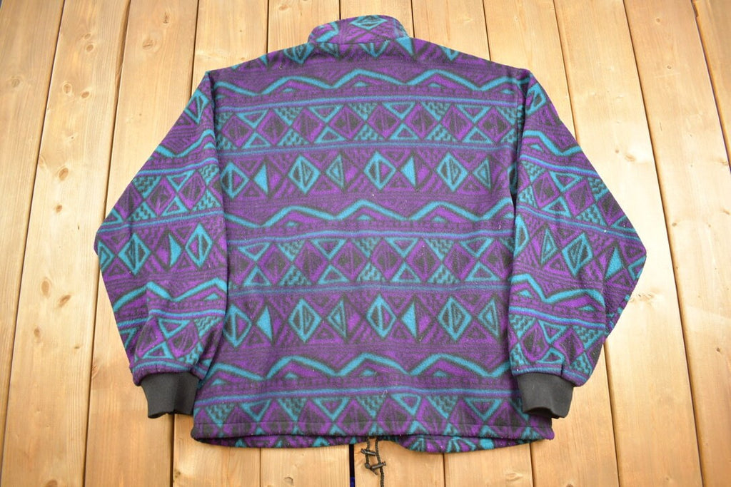 Vintage 1980s Wear And Tear Aztec Full Zip Fleece Sweater