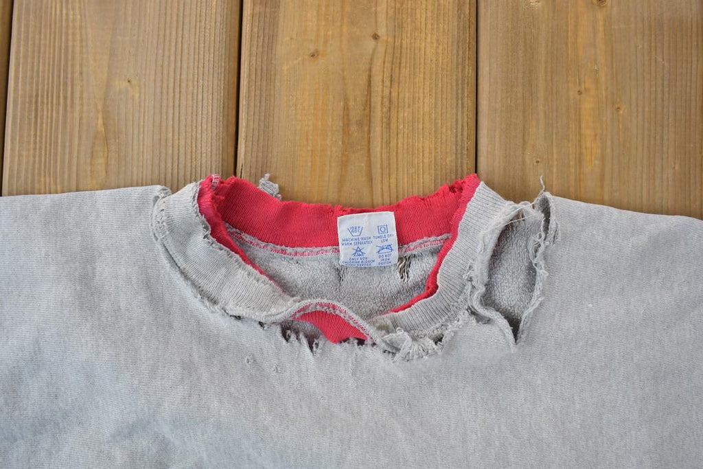 Vintage 1990s Champion Reverse Weave Super Distressed Double Collar Crewneck Sweatshirt