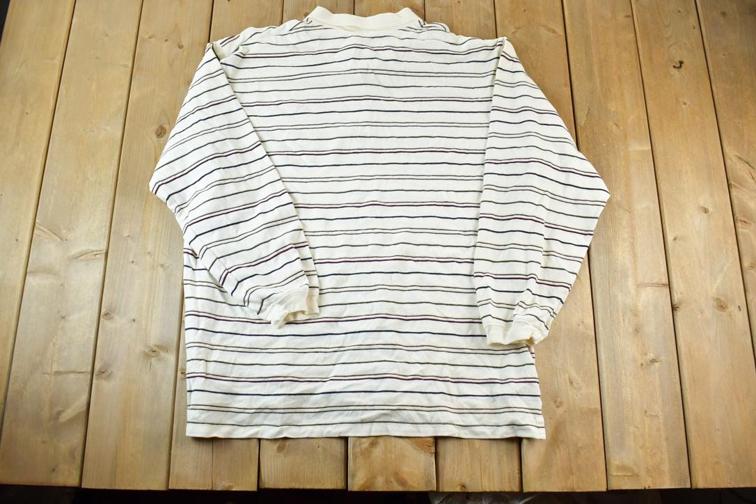 Vintage 1990s Chaps Ralph Lauren Knit Abstract Pattern Quarter Button Sweater / 90s Crewneck / Preppy Knits