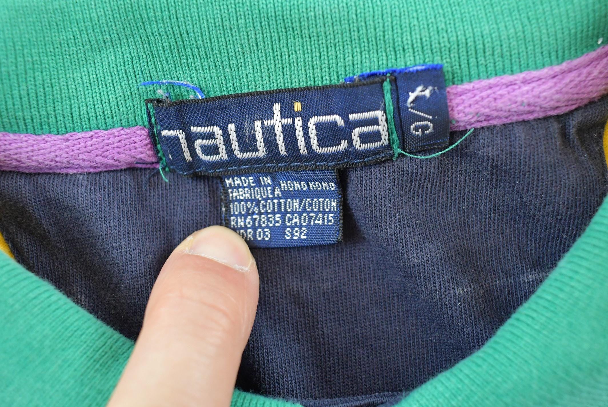 Vintage 1990s Nautica 1/2 Metre Class Striped Polo Shirt Men's L / Souvenir / Athleisure / Streetwear / Preppy / Nautical Sailing