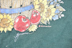 Vintage 1990s Morning Sun Petite Double Collar Apple Cat Bushel Cute Cartoon Crewneck Sweatshirt Women's L