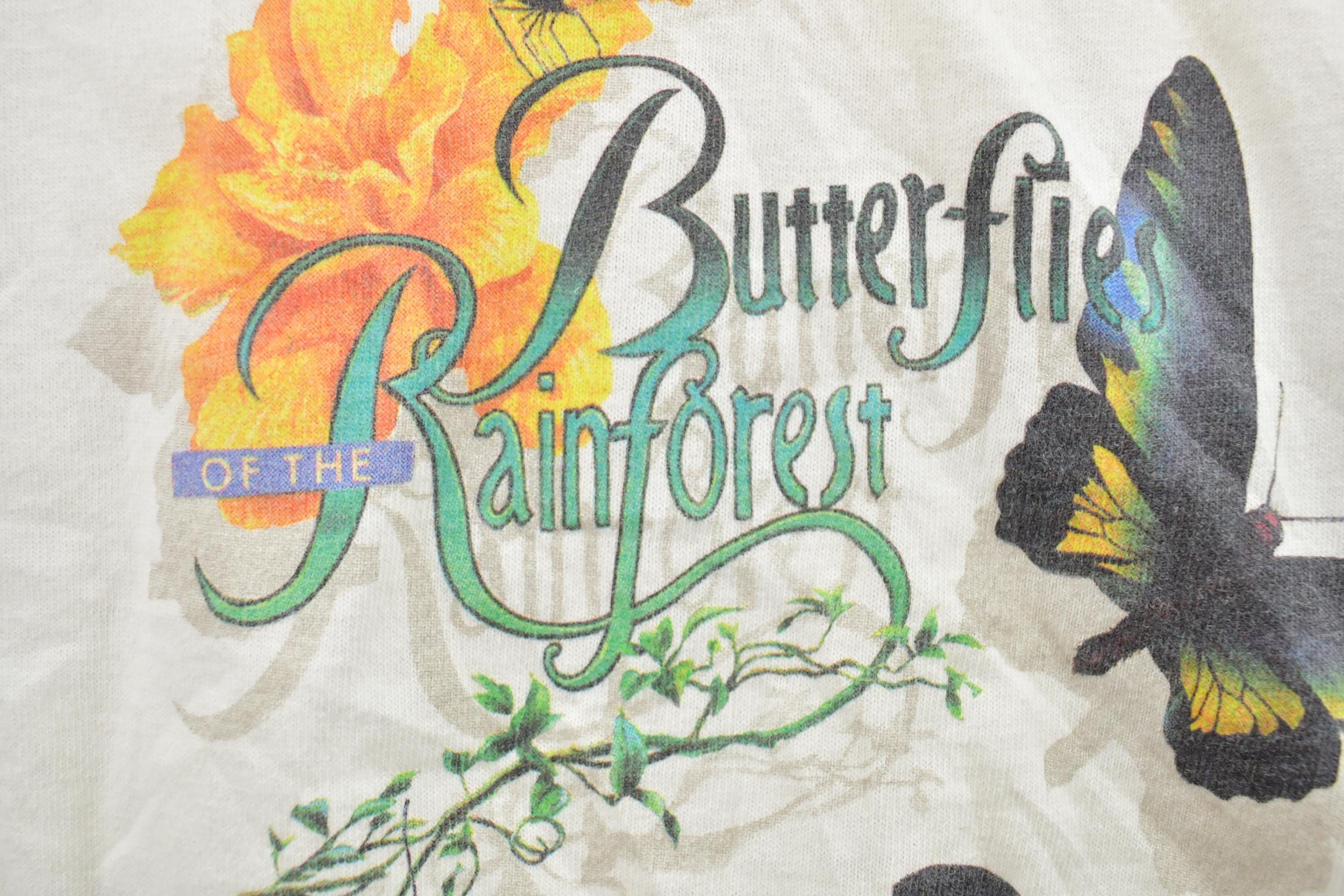 Vintage 1990s Butterflies Of The Rainforest Old San Juan Puerto Rico Souvenir T-Shirt
