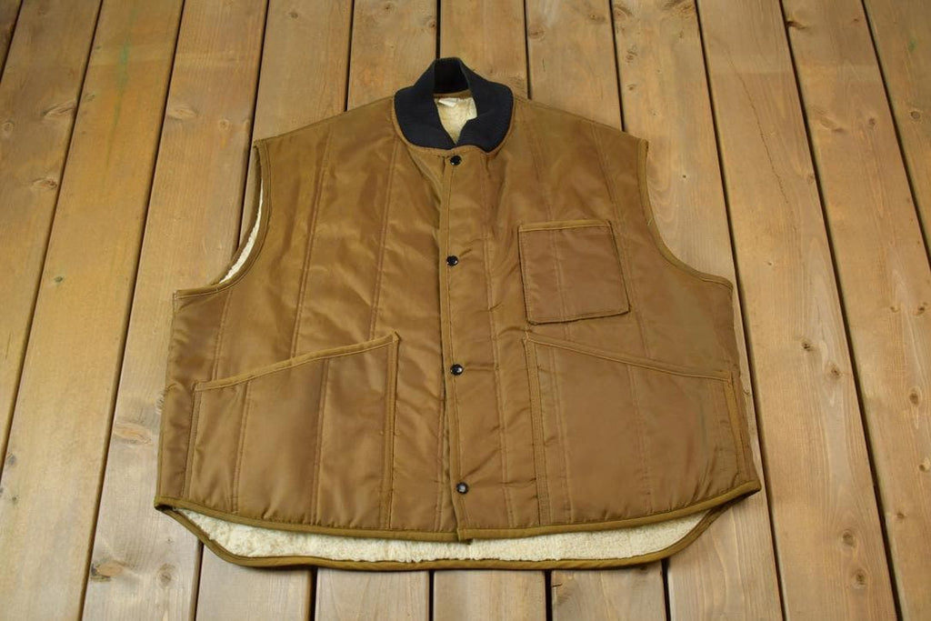 Vintage 1980s Lined Button Snap Workwear Vest - XXL
