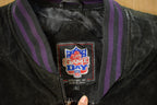 Vintage 1990's Minnesota Vikings Distressed Suede Leather Letterman Jacket Mens Large