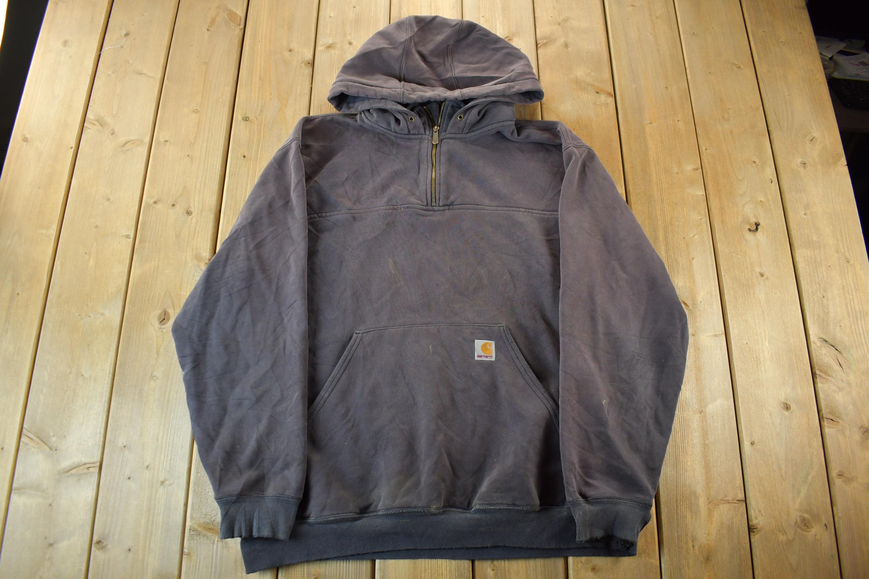 Vintage 1990s Distressed Carhartt Quarter Zip Up Hoodie