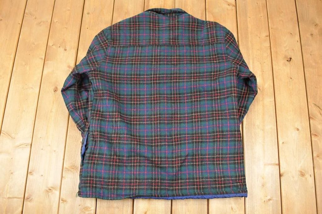 Vintage 1990s Greatland Sportswear Plaid LinedButton Up Sweater Men's L