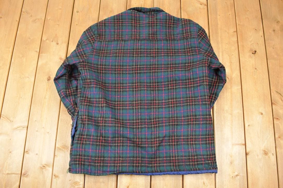 Vintage 1990s Greatland Sportswear Plaid LinedButton Up Sweater Men's L