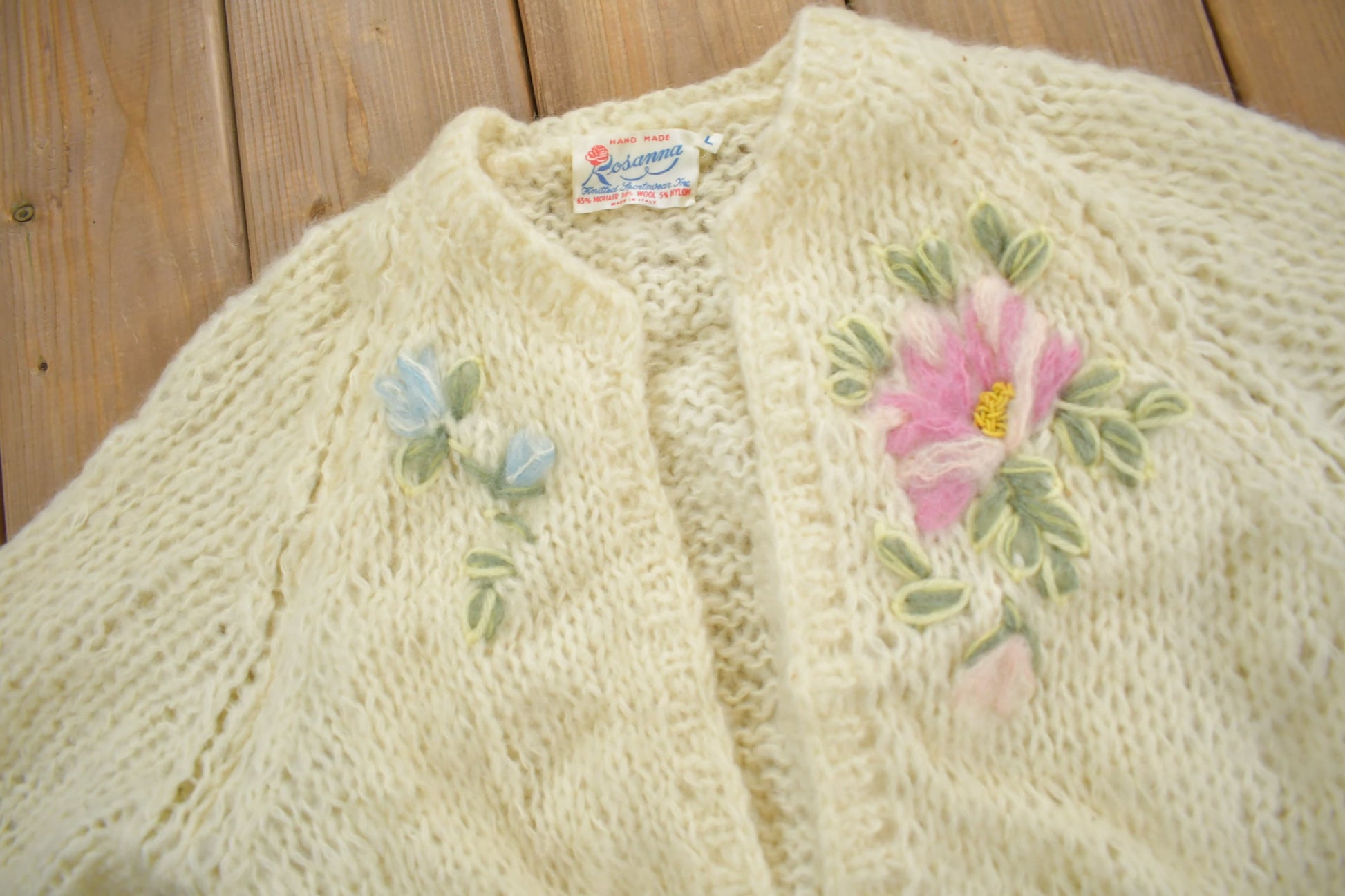 Vintage 1970s Rosanna Mohair Wool Blend Knit Sweater