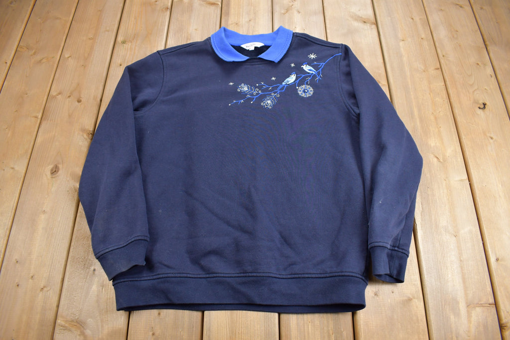 Vintage 1990s Northern Reflection Cute Bird Theme Collared Sweater