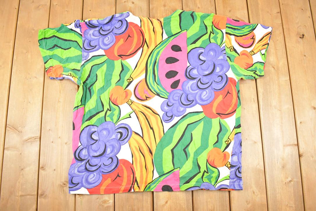 Vintage 1990s Diffusion AOP Fruits Souvenir T-Shirt Men's XL