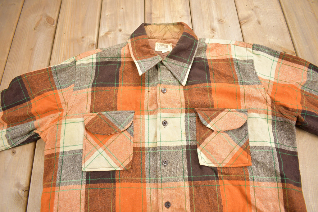 Vintage 1970s Montgomery Ward Button Up Flannel Sweater