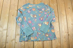 Vintage 1990s Thermal Knit Flower Pattern Crewneck Sweater  90s Crewneck  Preppy Knits