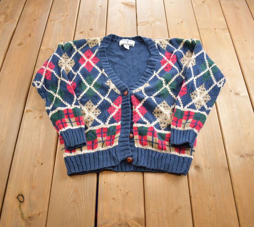 Vintage 1990s Accordeon Cotton Knit Cardigan Sweater