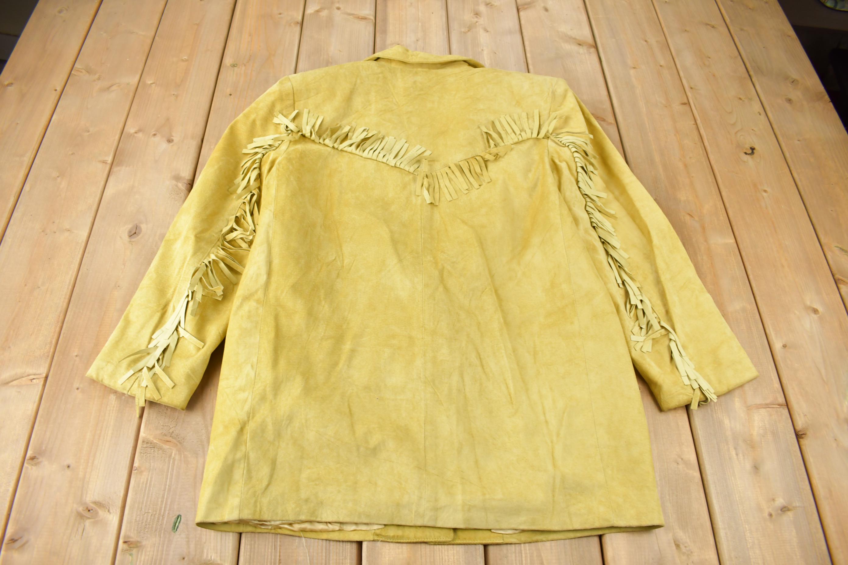 Vintage 1990s Danier Yellow Suede Fringe Jacket