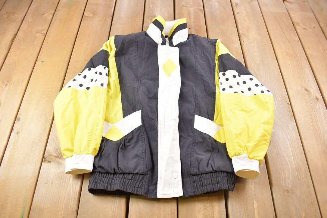 Vintage 1990s Fleet Street Colorblock Abstract Windbreaker Jacket