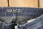 Vintage Deadstock Y2K Grace In LA Embroidered Mandala Bootcut Low Rise Skinny Jeans Women's Size 27 x 32