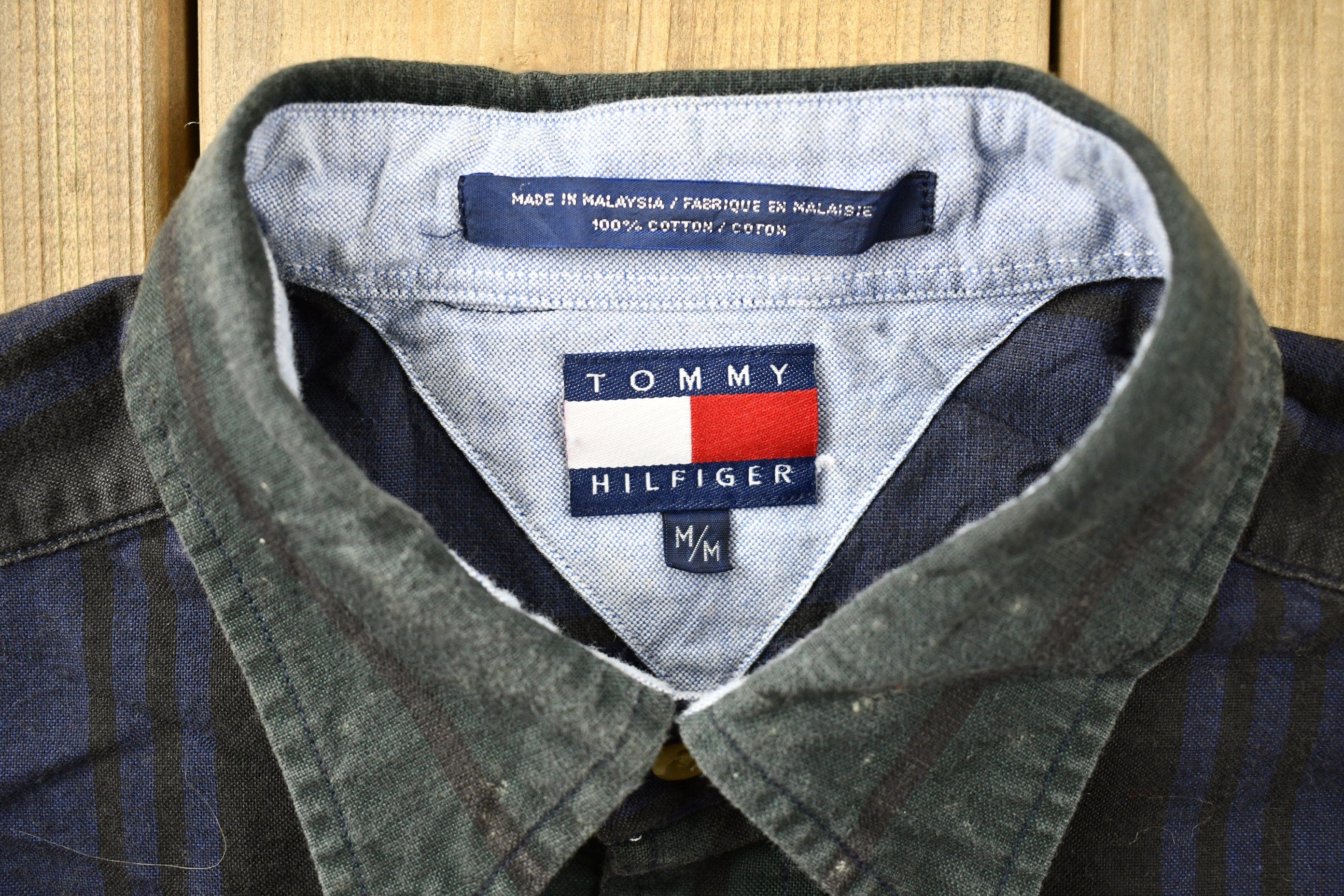 Vintage 1990s Tommy Hilfiger Crest Logo Striped Button Up Shirt