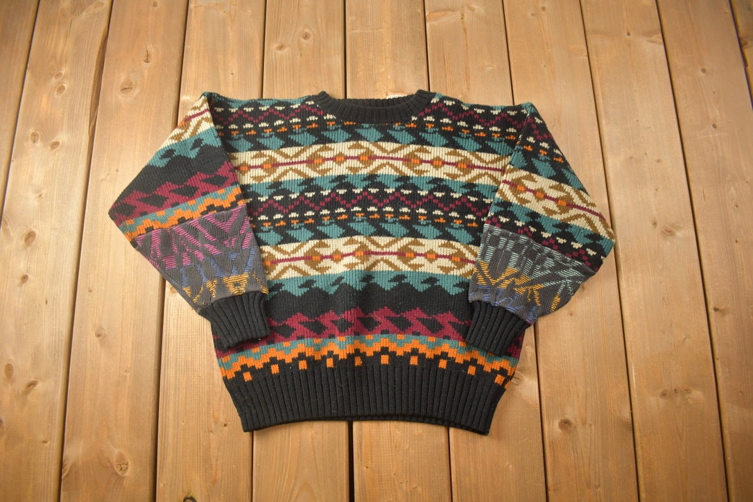 Vintage 1990s Colorful Knitted Crewneck Sweater