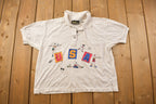 Vintage 1990s Cropped USA Athletics Graphic Collard T Shirt
