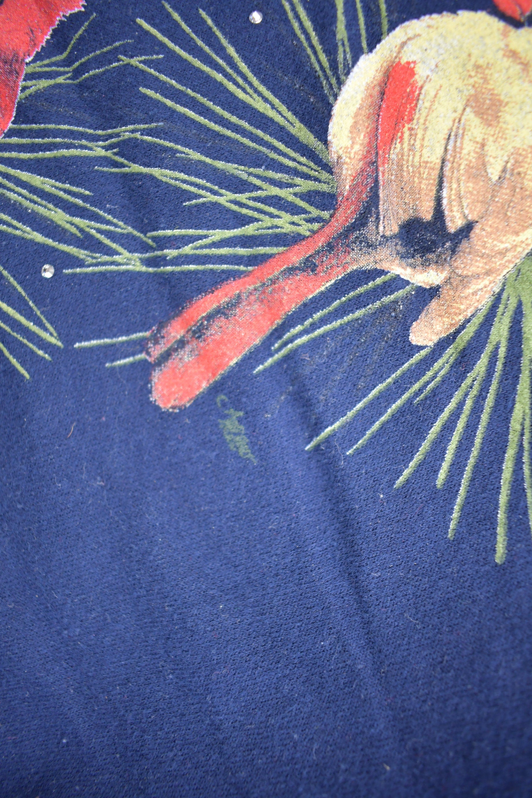 Vintage 1990s Cardinal Theme Collared Quarter Zip Sweater