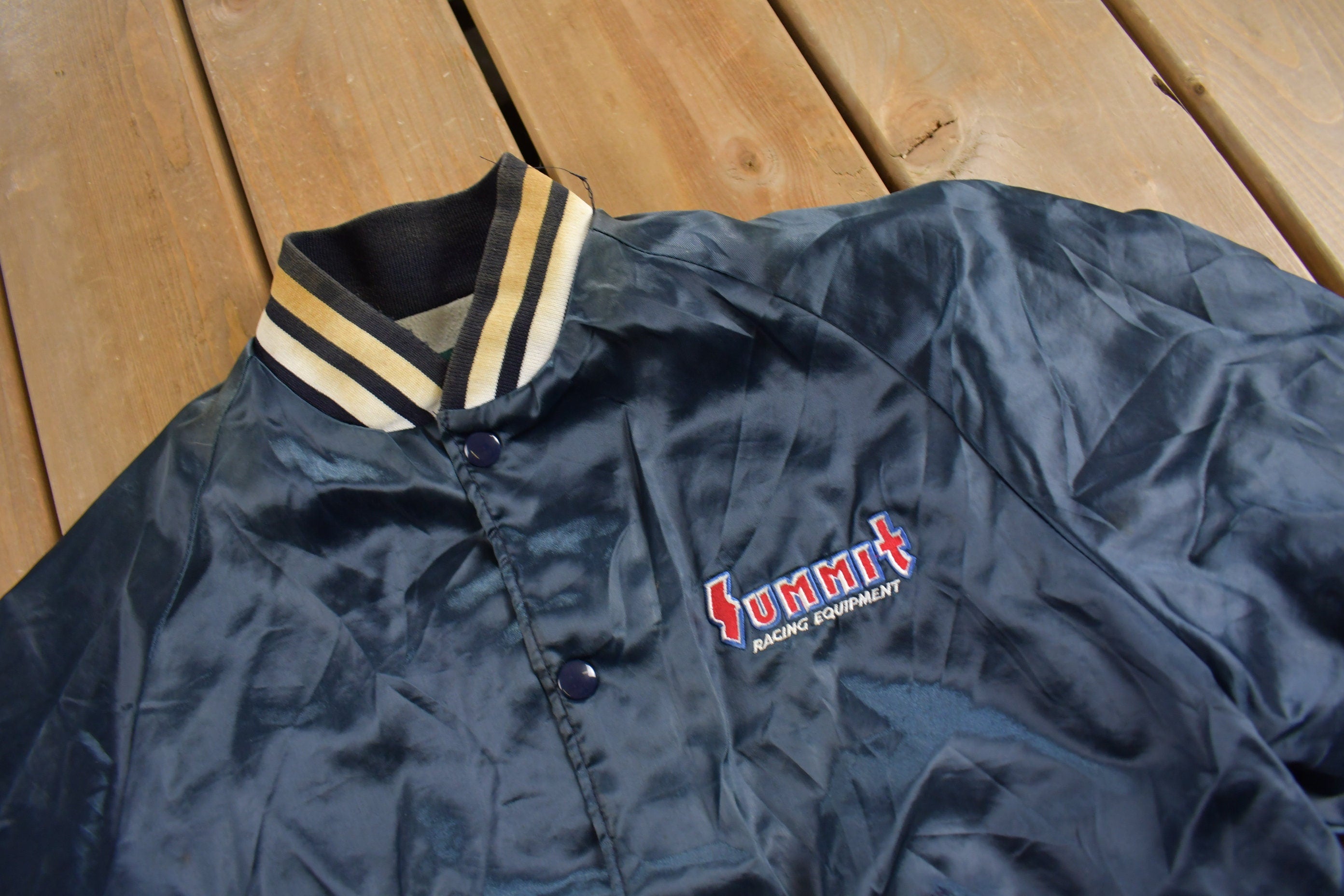 Vintage 1980s Summit Racing Equipment Satin Bomber Jacket