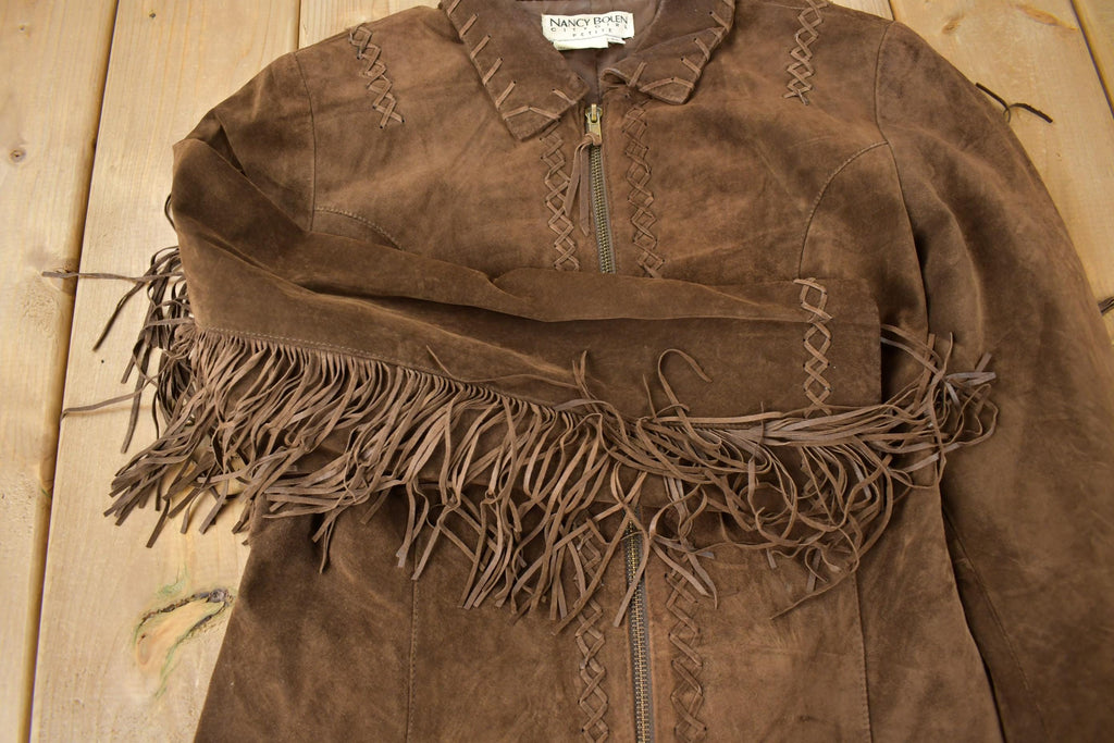 Vintage 1990s Nancy Bolen City Girl Petite Suede Fringe Jacket