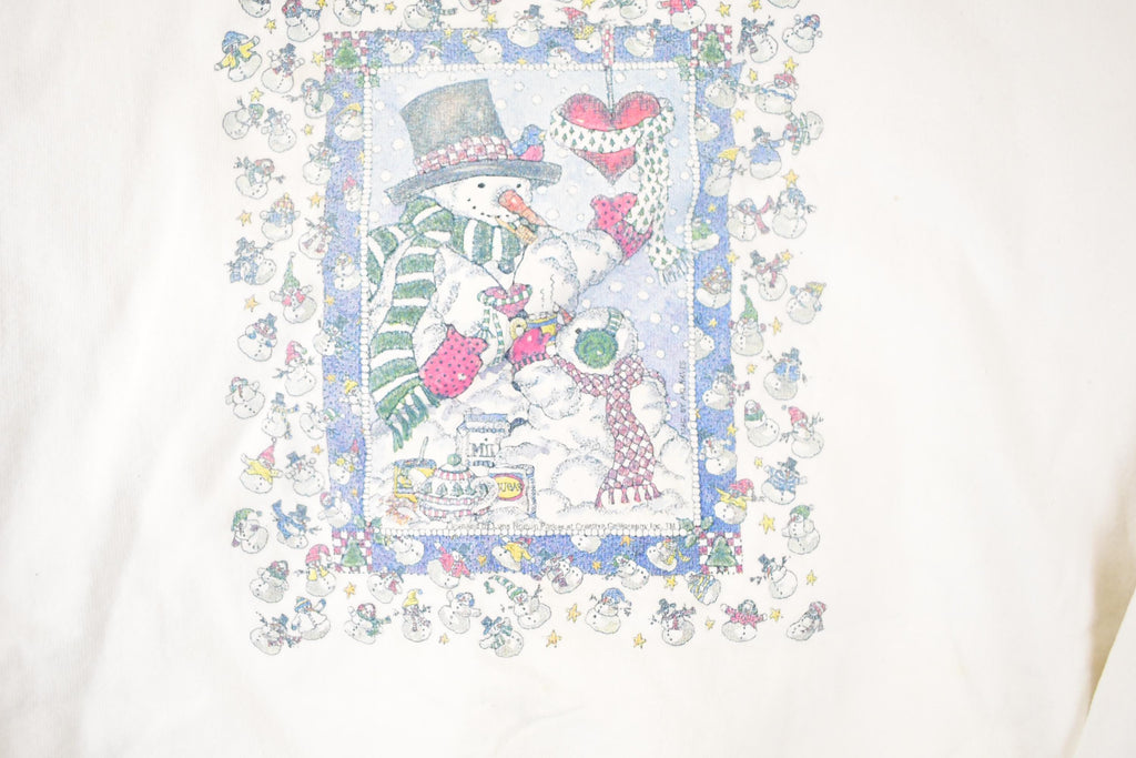 Vintage 1990s Snowman Family Graphic Print Frosty Crewneck Sweatshirt Womens XL