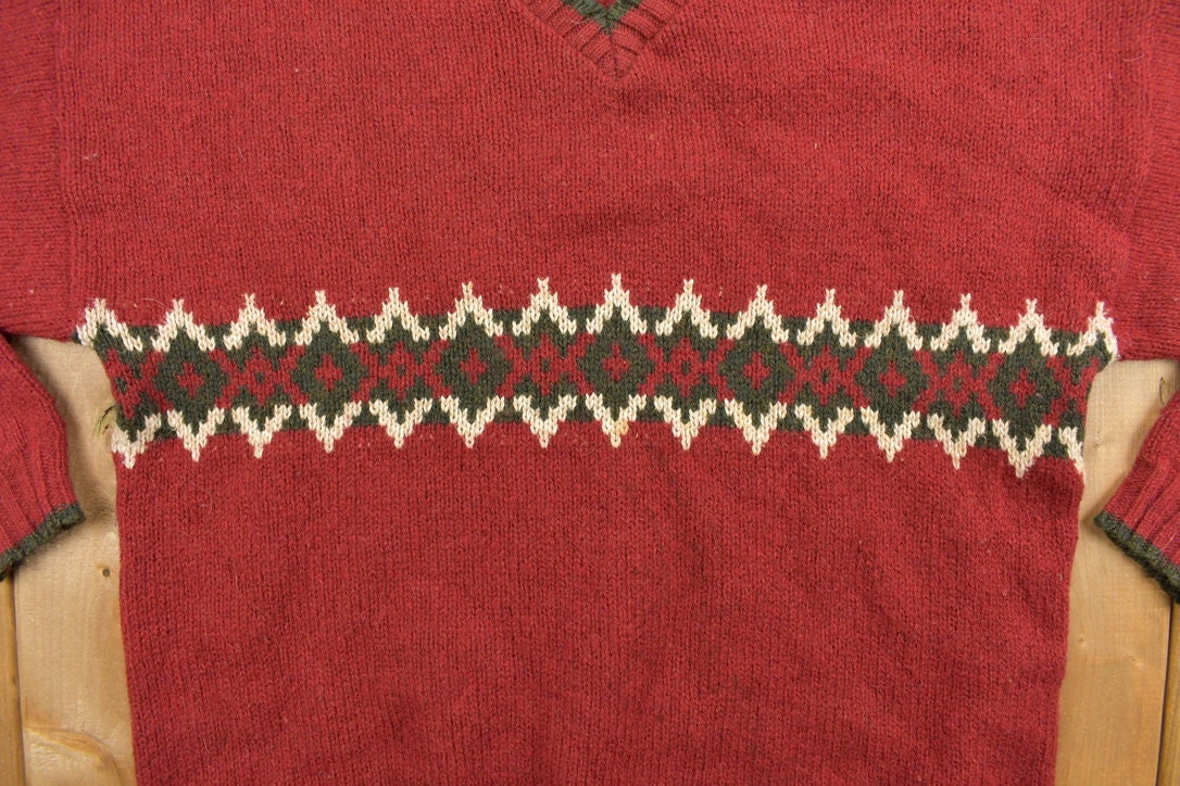Vintage 1990s Landscape Knit Crewneck Sweater
