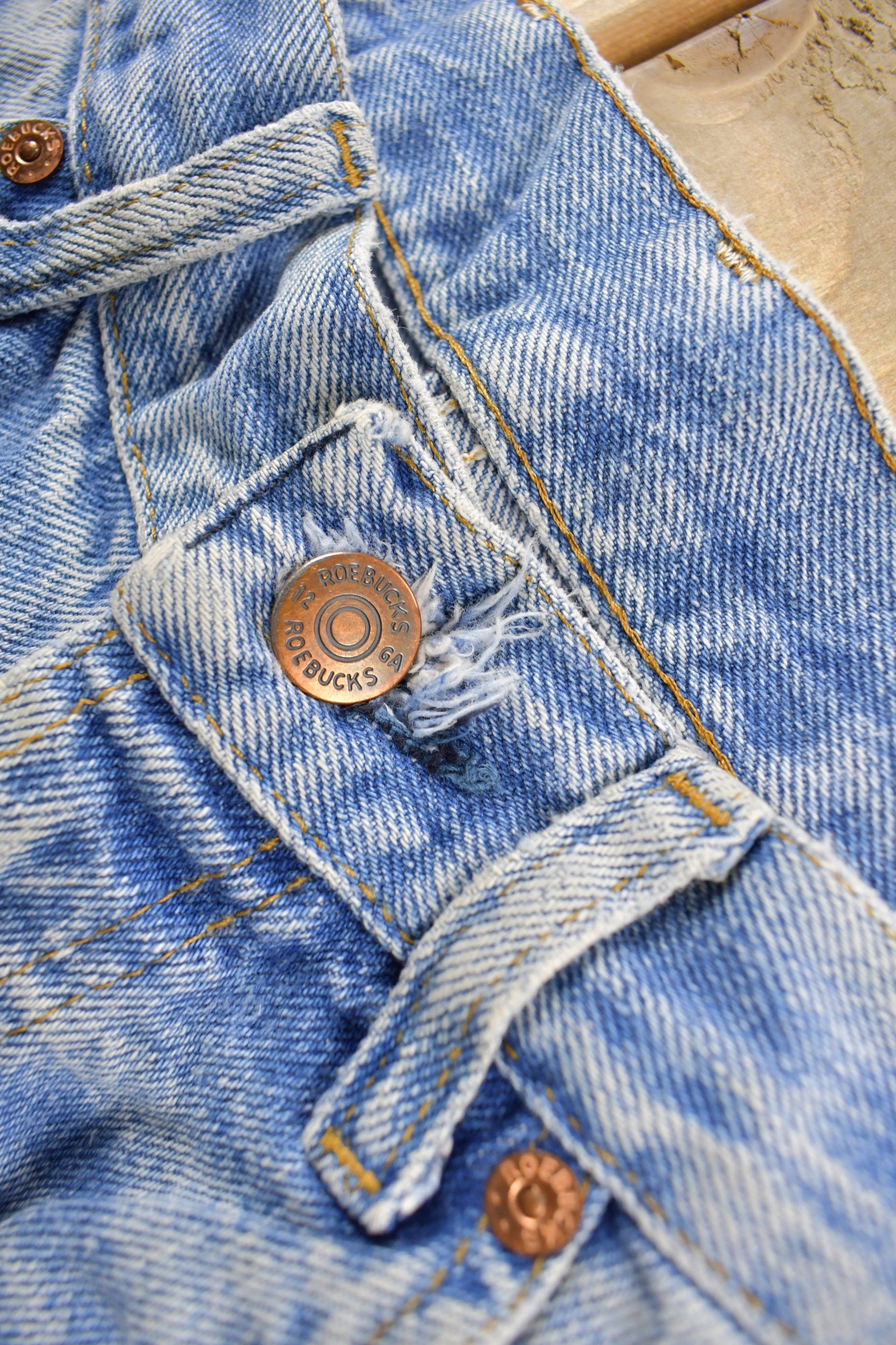 Vintage 1970s Roebucks Distressed Denim Jeans Size 30 x 28