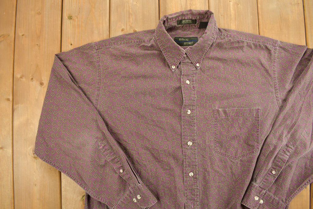 Vintage 1990s Bayou Sport All Over Print Button Up Shirt
