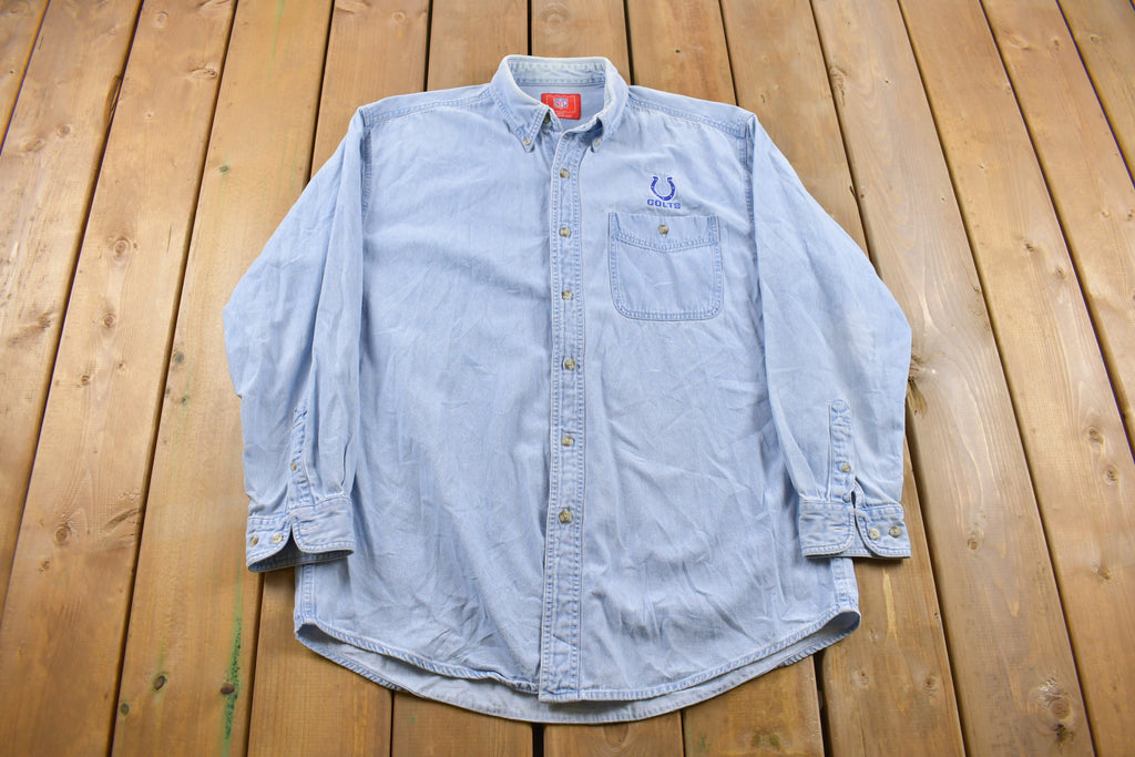 Vintage 1990s NFL Indianapolis Colts Denim Button Up Shirt