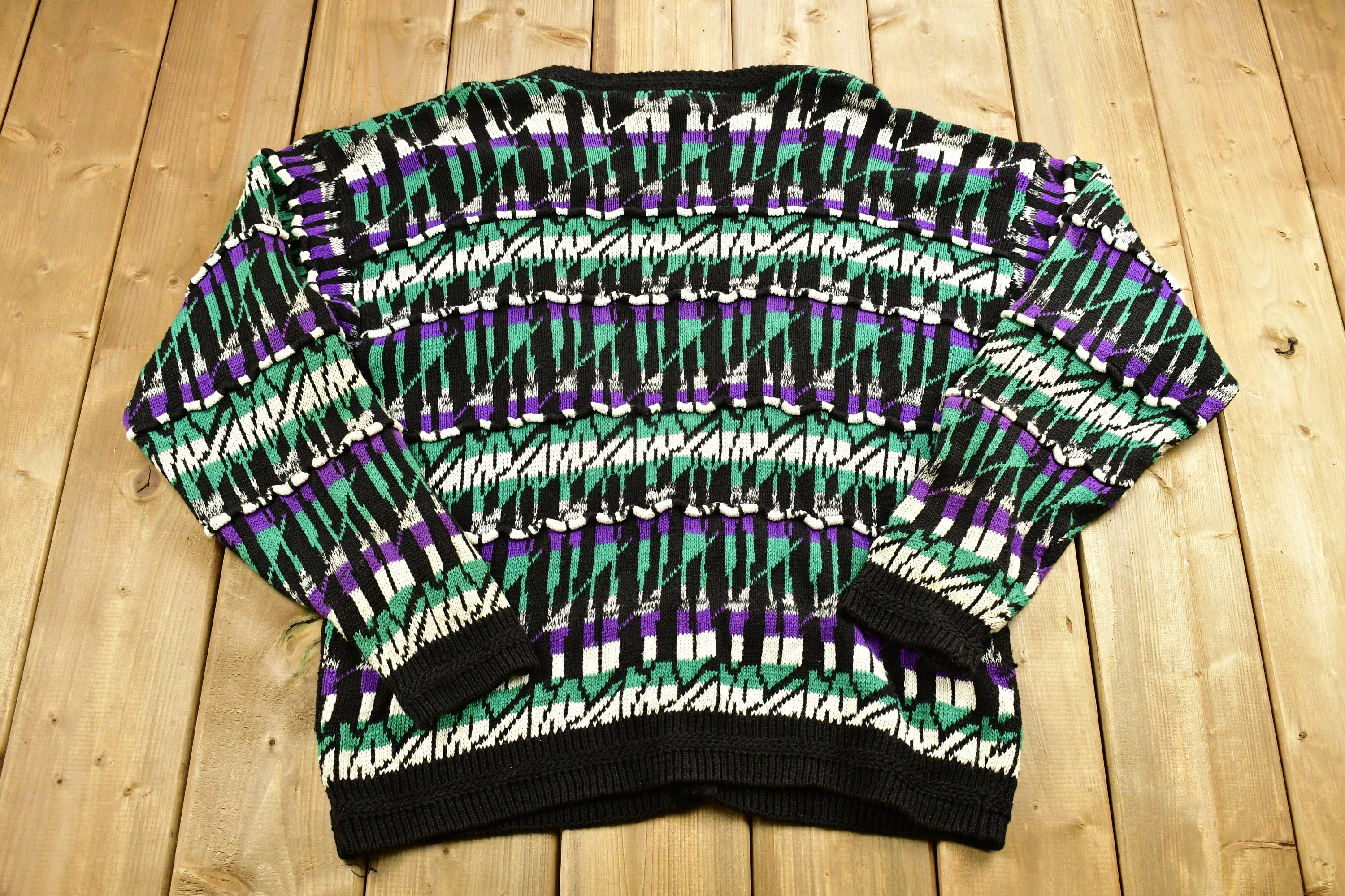 Vintage 1990s Concrete 3D Cable Knit Cardigan Sweater