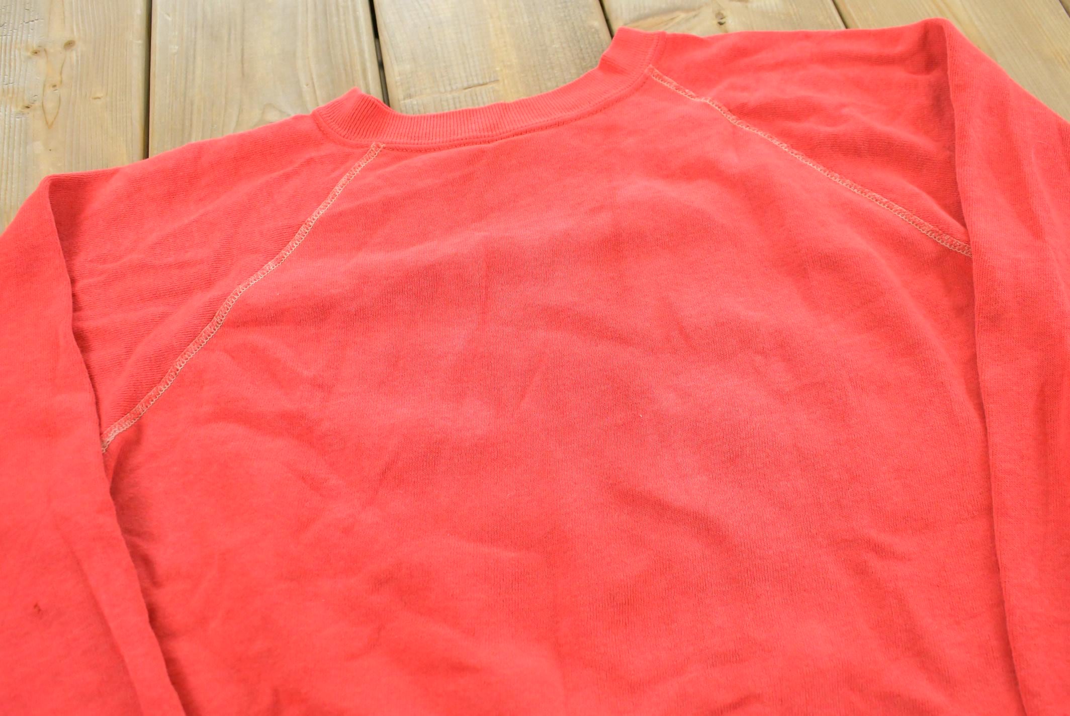Vintage 1960s Blank Red Raglan Crewneck Sweatshirt Mens S