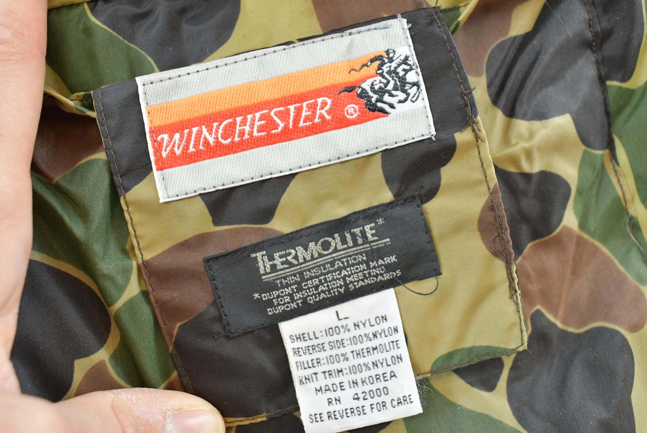 Vintage 1980s Winchester Thermolite Duck Camo Reversible Insulated Windbreaker Jacket Mens XL