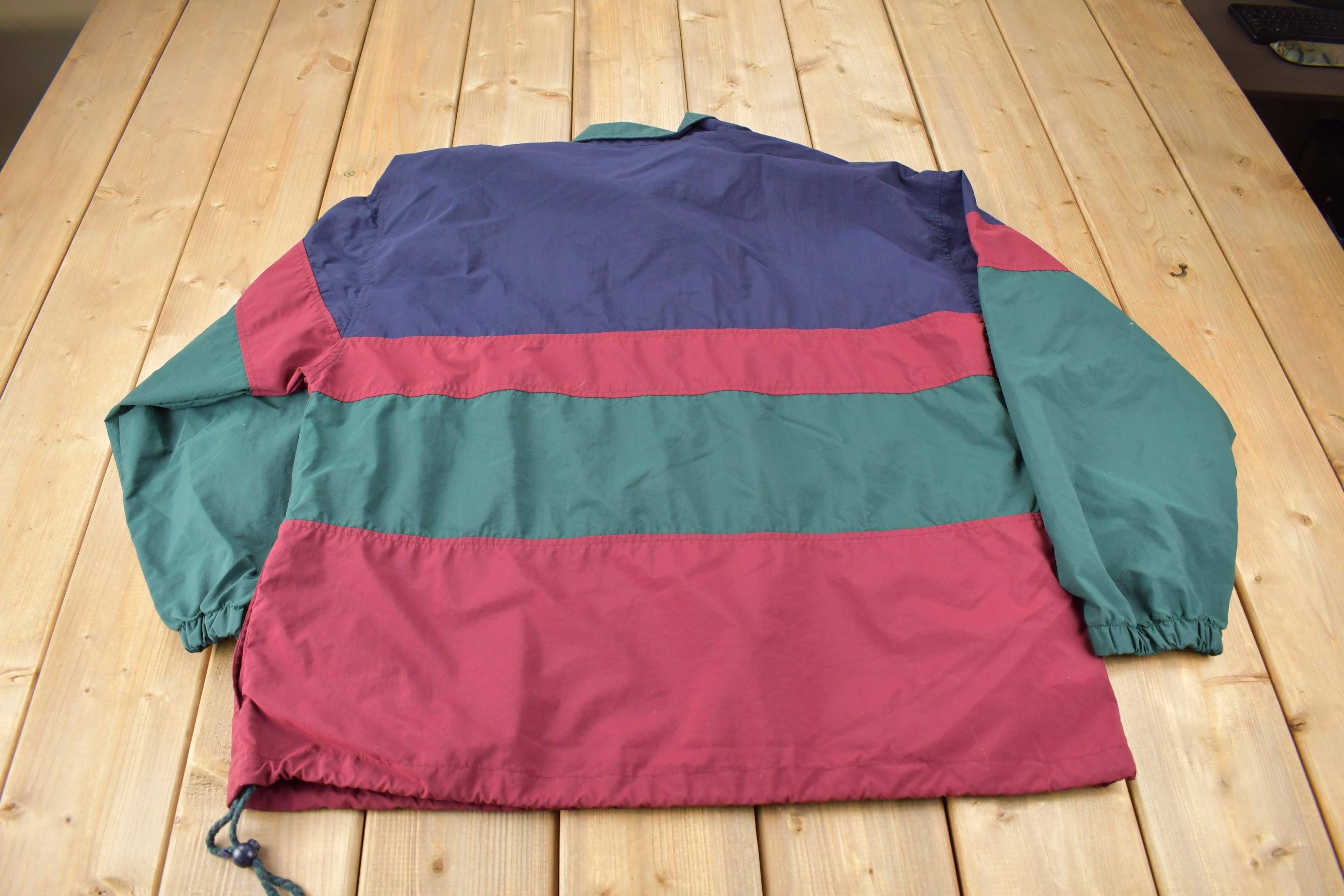 Vintage 1990s IZOD Striped Pullover Windbreaker Jacket Size L