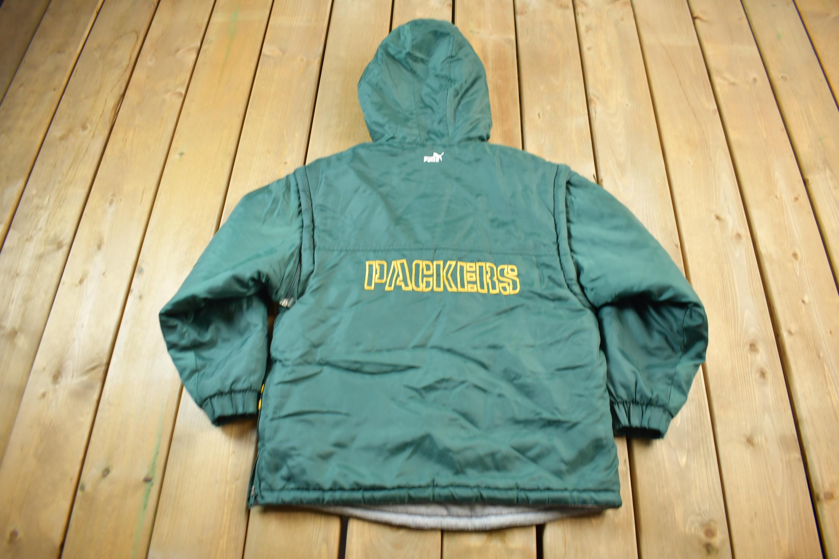 Vintage 1990s Green Bay Packers NFL Puma Quarter Zip Jacket & Vest YOUTH SIZE