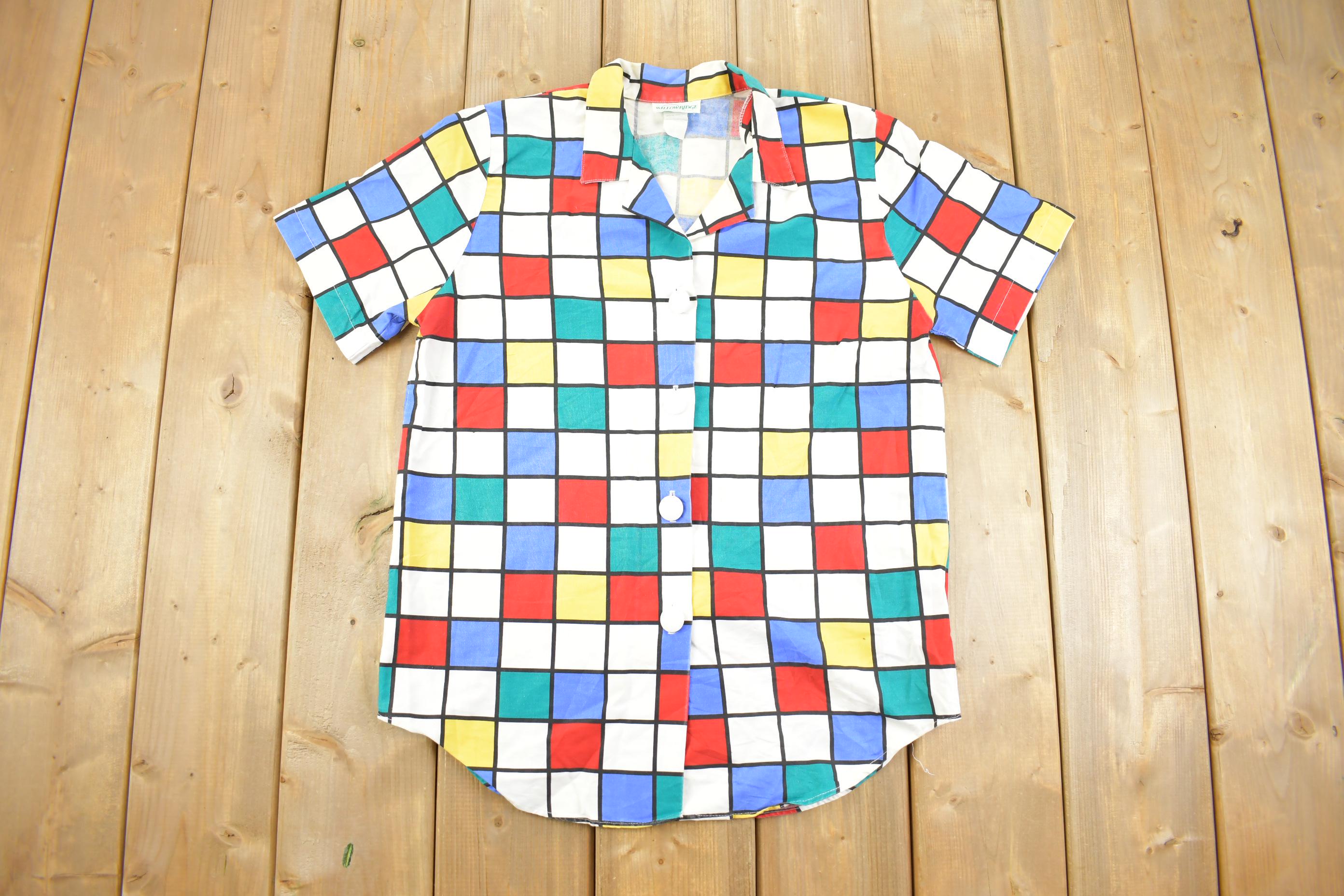 Vintage 1980s Willow Ridge Multi Colored Checkered Button Up Shirt