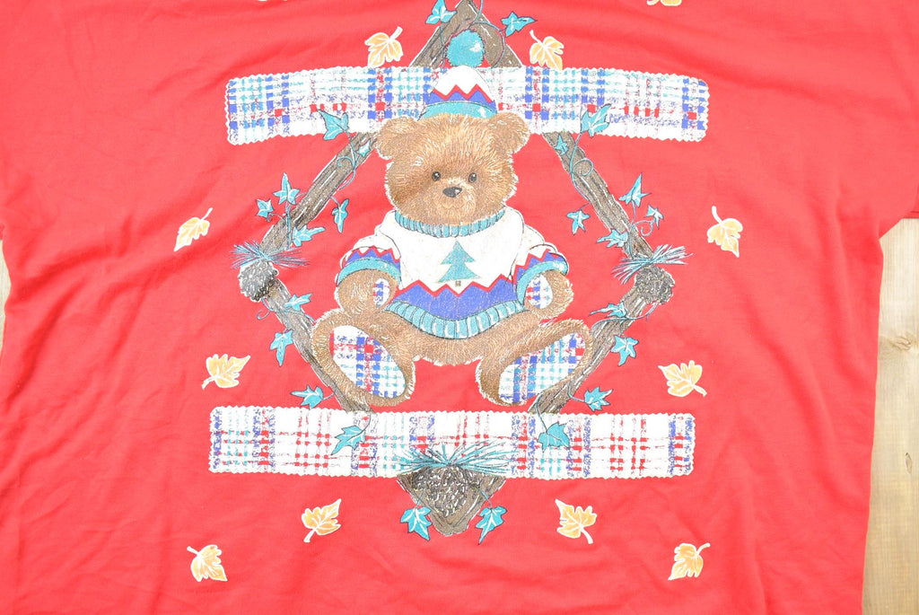 Vintage 1990s Teddy Bear Holiday Time Christmas Cute Crewneck Sweater
